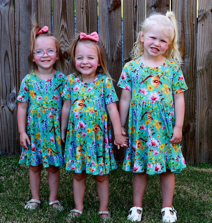 Buzzing Blooms Twirl Dress & Shorts Set