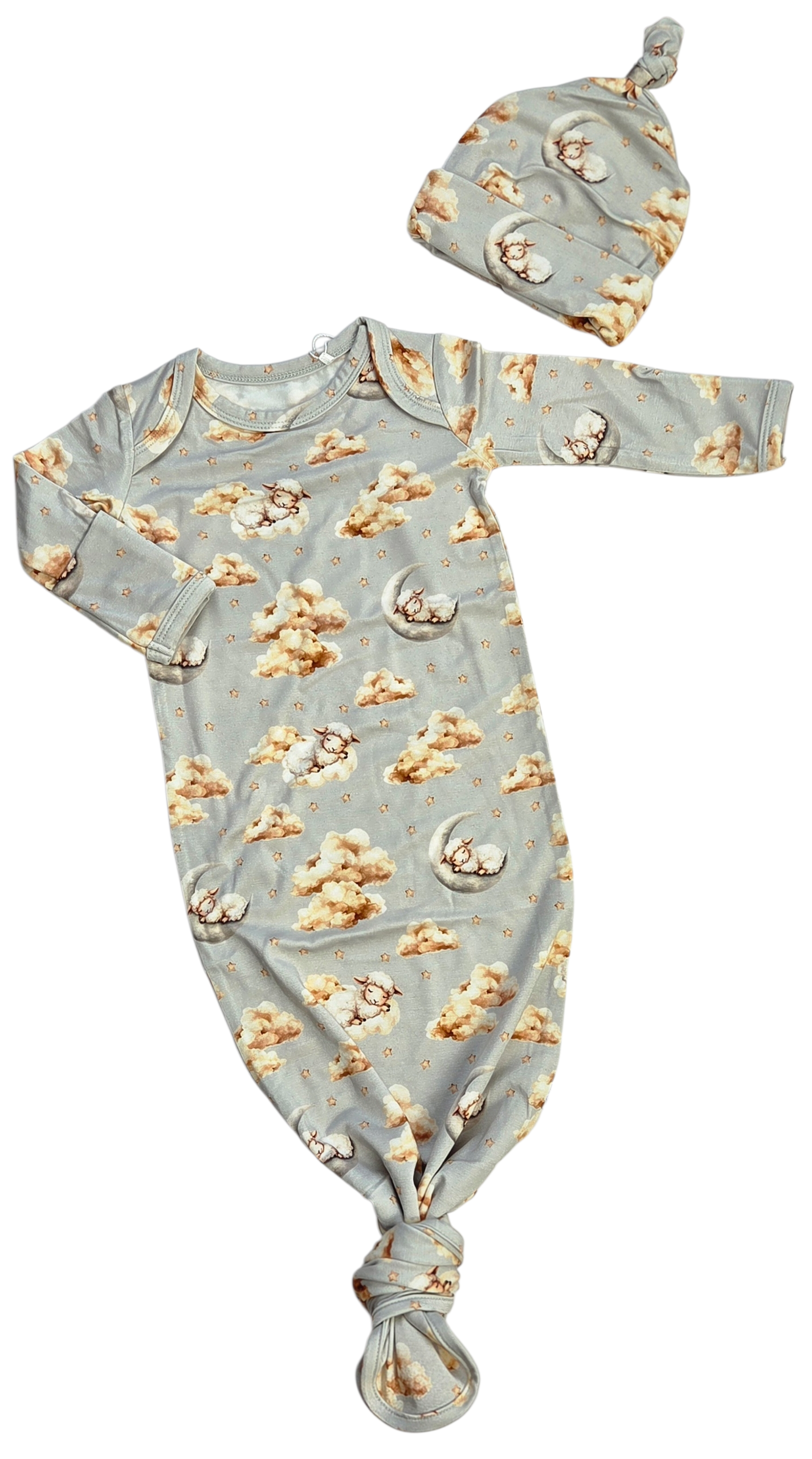 Sheep Lullaby Newborn Gown and Hat Set
