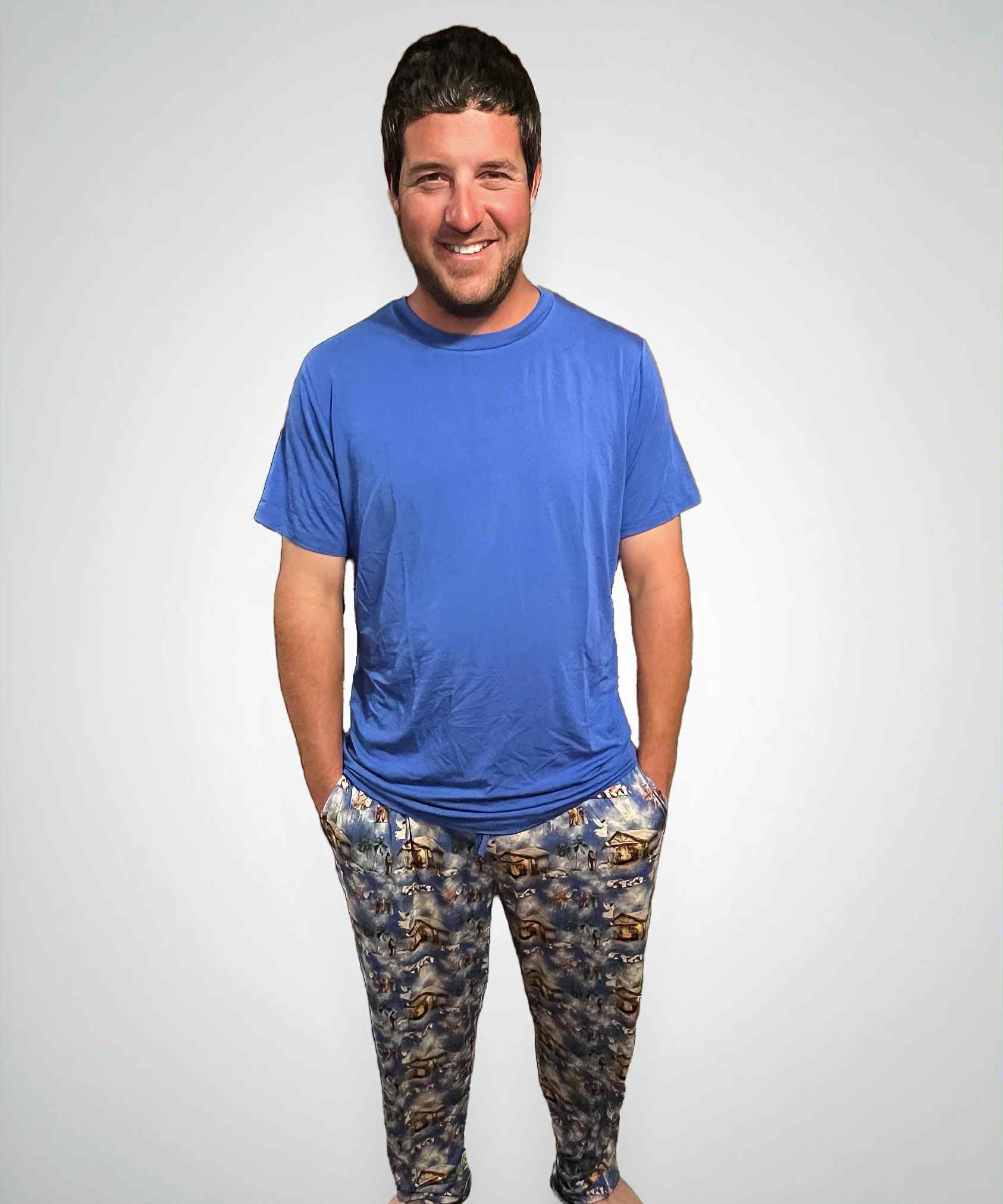 Blue Men's Crew Neck T-Shirt (save $5 when you add to any shorts/pants to complete the set)