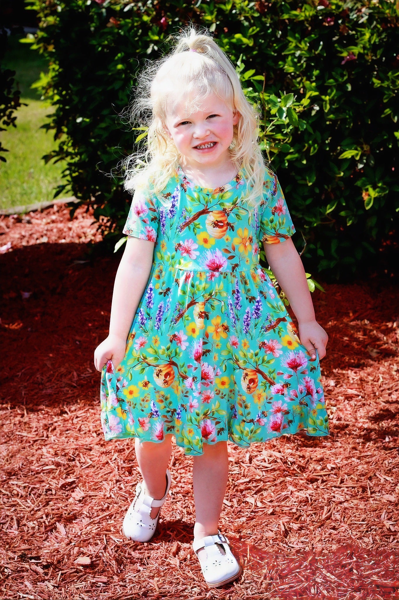 Buzzing Blooms Twirl Dress & Shorts Set