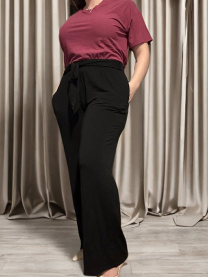 Luxe Noir Women's Wide Leg Palazzo Pant