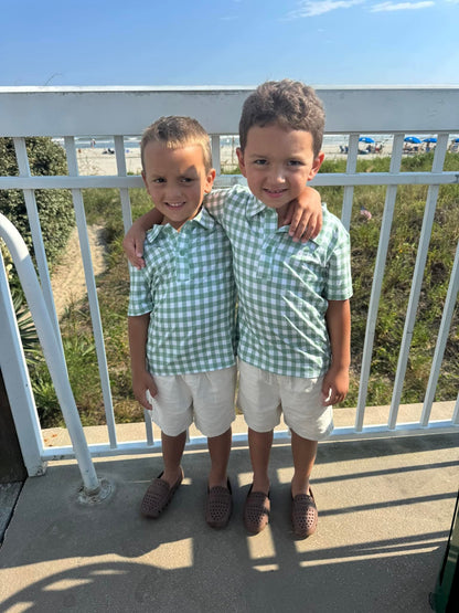 Sage Gingham Polo Shirt