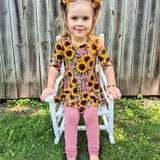 Mauve Sunflower Meadow 2 piece Peplum and Leggings Set