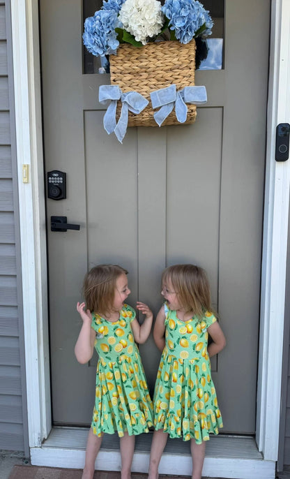 Lemon Pop Twirl Dress with Pockets & Shorts Set