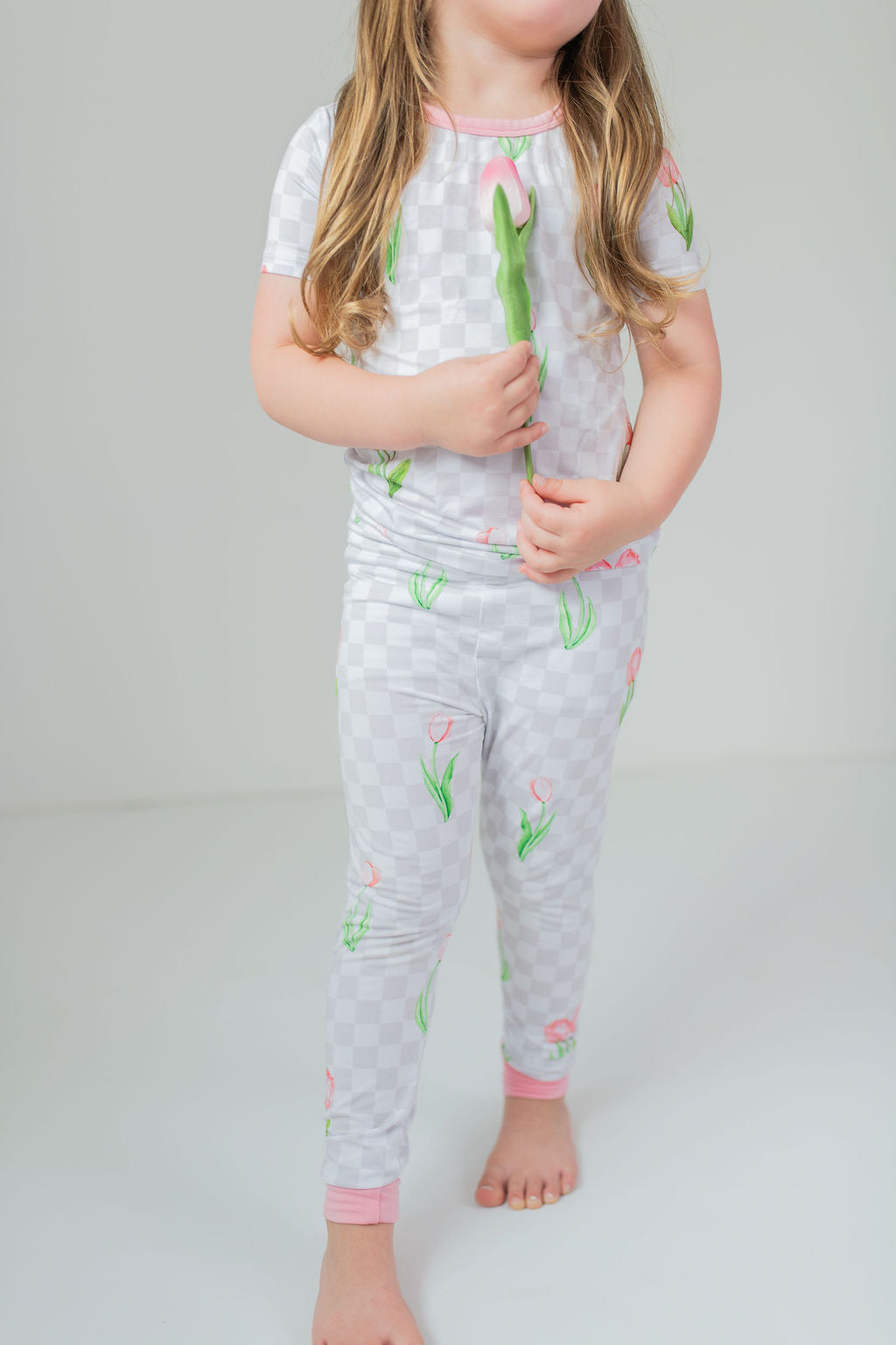 Checkered In Bloom 2 Piece Pajama Set