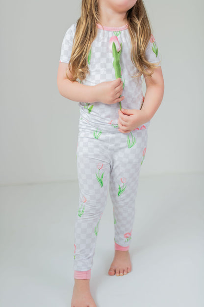 Checkered In Bloom 2 Piece Pajama Set