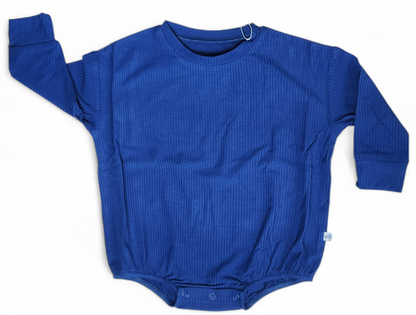 Navy Ribbed Long Sleeve Bubble Romper