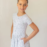 Sage Garden Twirl Dress with Pockets & Shorts Set