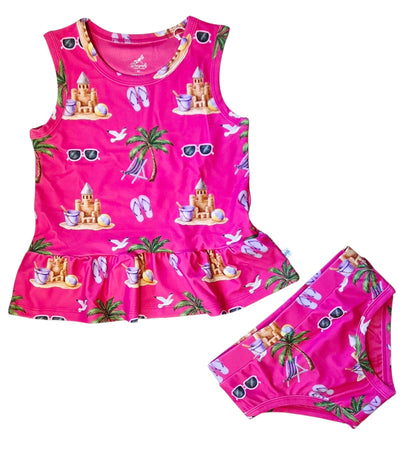 Seaside Pink Peplum Tankini