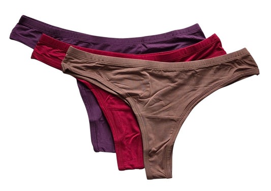 Women's Thong 3-Pack (mocha, winterberry, plum)