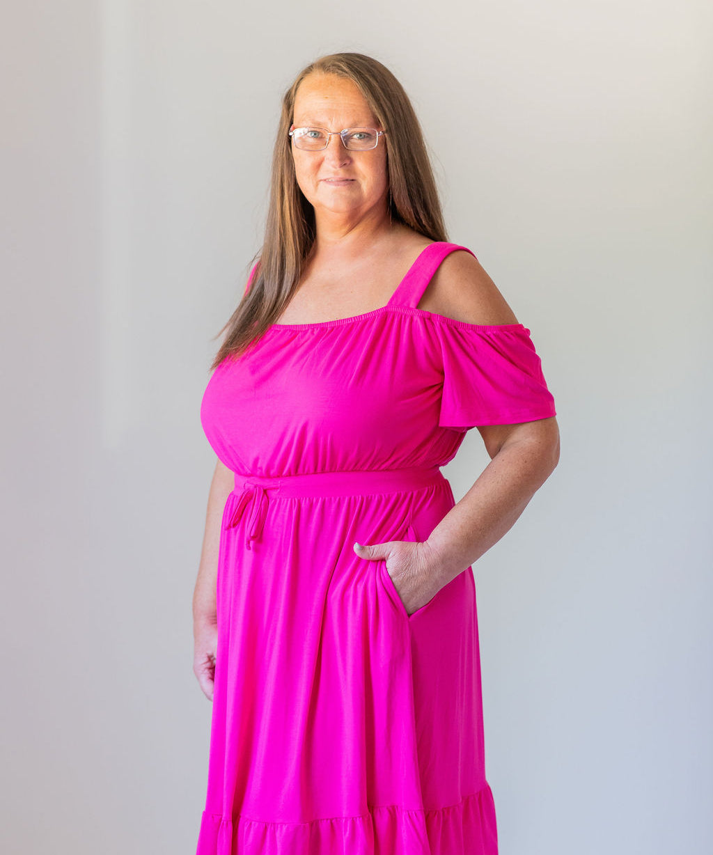 Women's Peekaboo Shoulder Twirl Dress