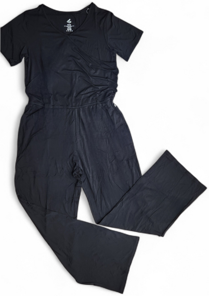 Luxe Noir Women's Short Sleeve Wide Leg Jumpsuit