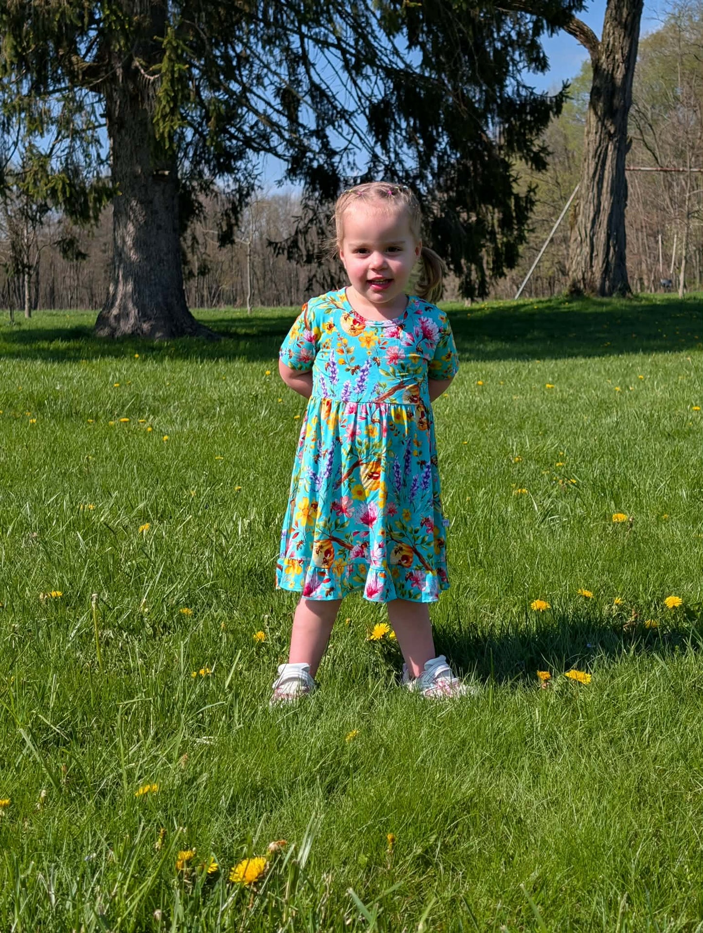 Buzzing Blooms Twirl Dress & Shorts Set