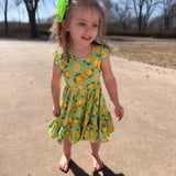Lemon Pop Twirl Dress with Pockets & Shorts Set