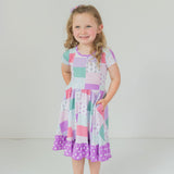 Darling Patchwork Twirl Dress with Pockets & Shorts Set