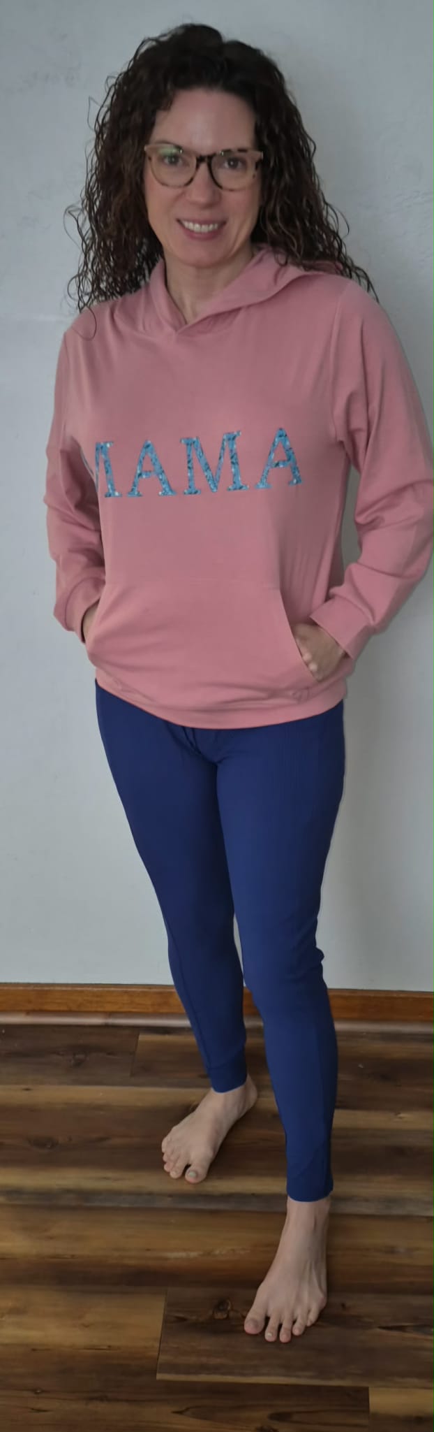 Navy Ribbed Women's Leggings with Pockets