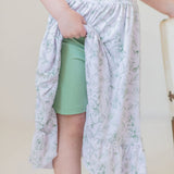 Sage Garden Twirl Dress with Pockets & Shorts Set