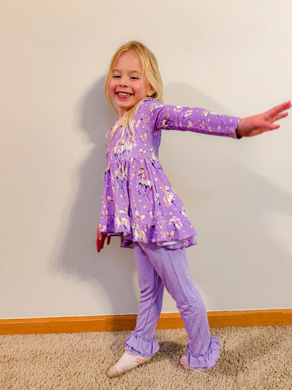 Unicorn Wishes 2 piece Peplum and Legging Set