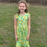 Lemon Pop Twirl Dress with Pockets & Shorts Set