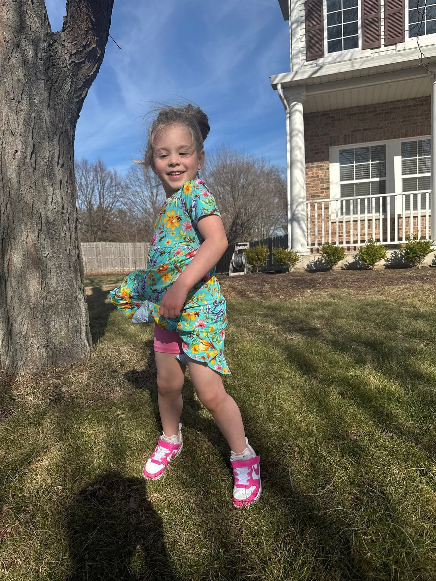 Buzzing Blooms Twirl Dress & Shorts Set