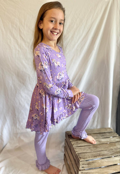 Unicorn Wishes 2 piece Peplum and Legging Set