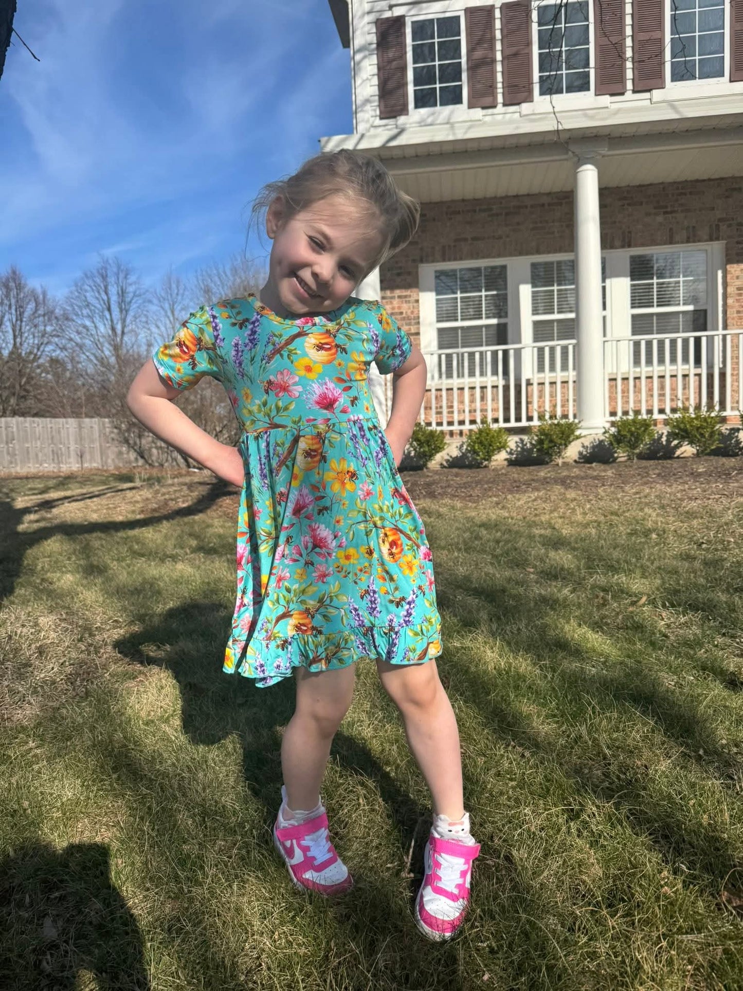 Buzzing Blooms Twirl Dress & Shorts Set