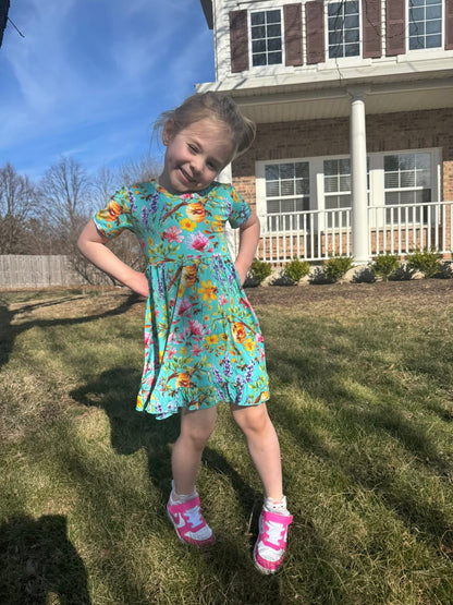 Buzzing Blooms Twirl Dress & Shorts Set