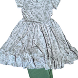 Sage Garden Twirl Dress with Pockets & Shorts Set