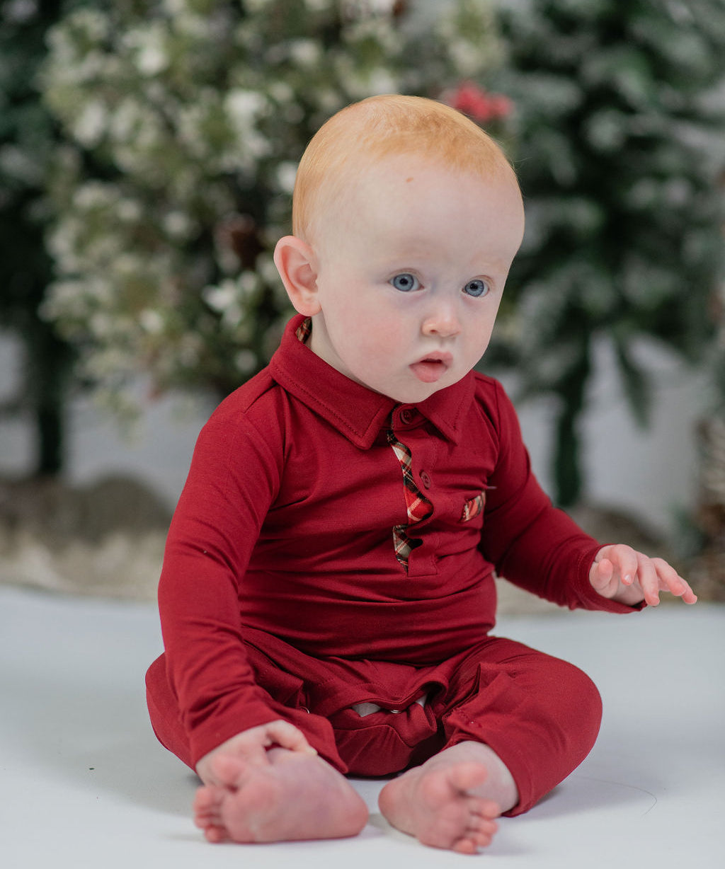 Crimson Tartan Polo Romper