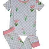 Checkered In Bloom 2 Piece Pajama Set