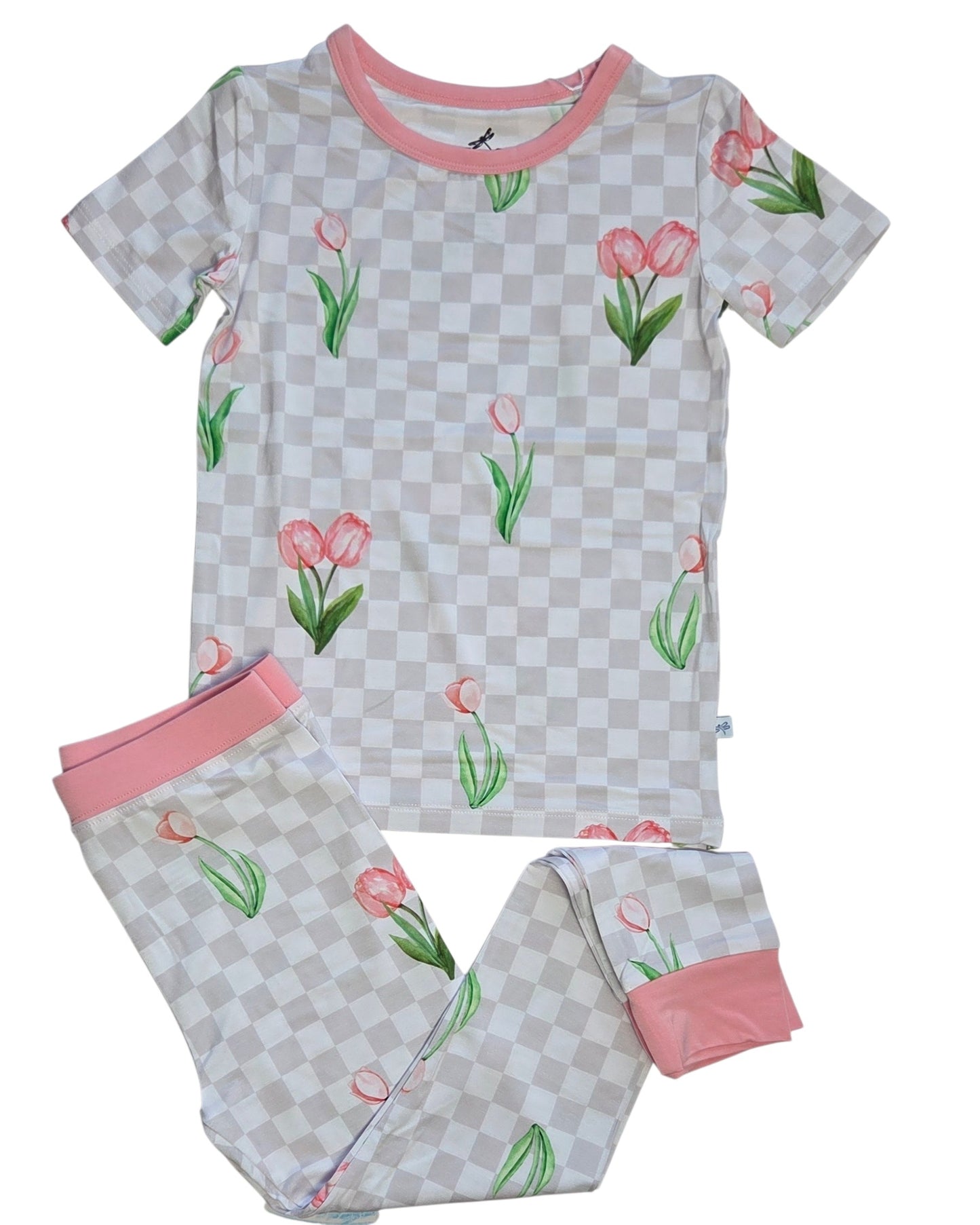 Checkered In Bloom 2 Piece Pajama Set