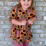 Mauve Sunflower Meadow 2 piece Peplum and Leggings Set