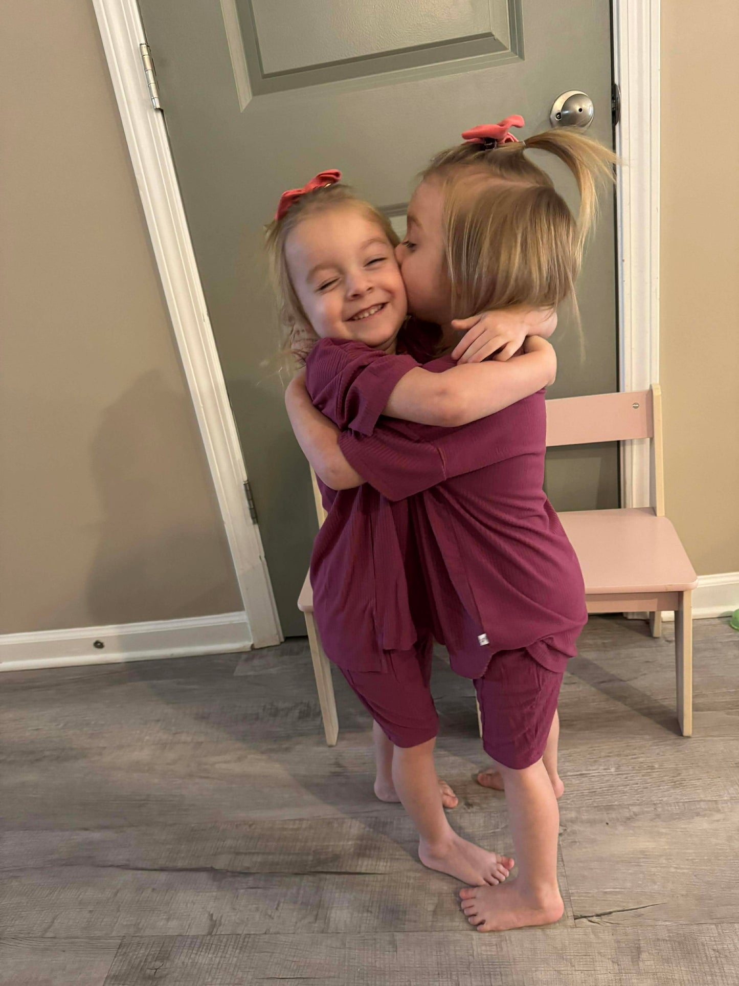 Mauve Ribbed Oversized Shirt and Biker Short 2 Piece Lounge Set