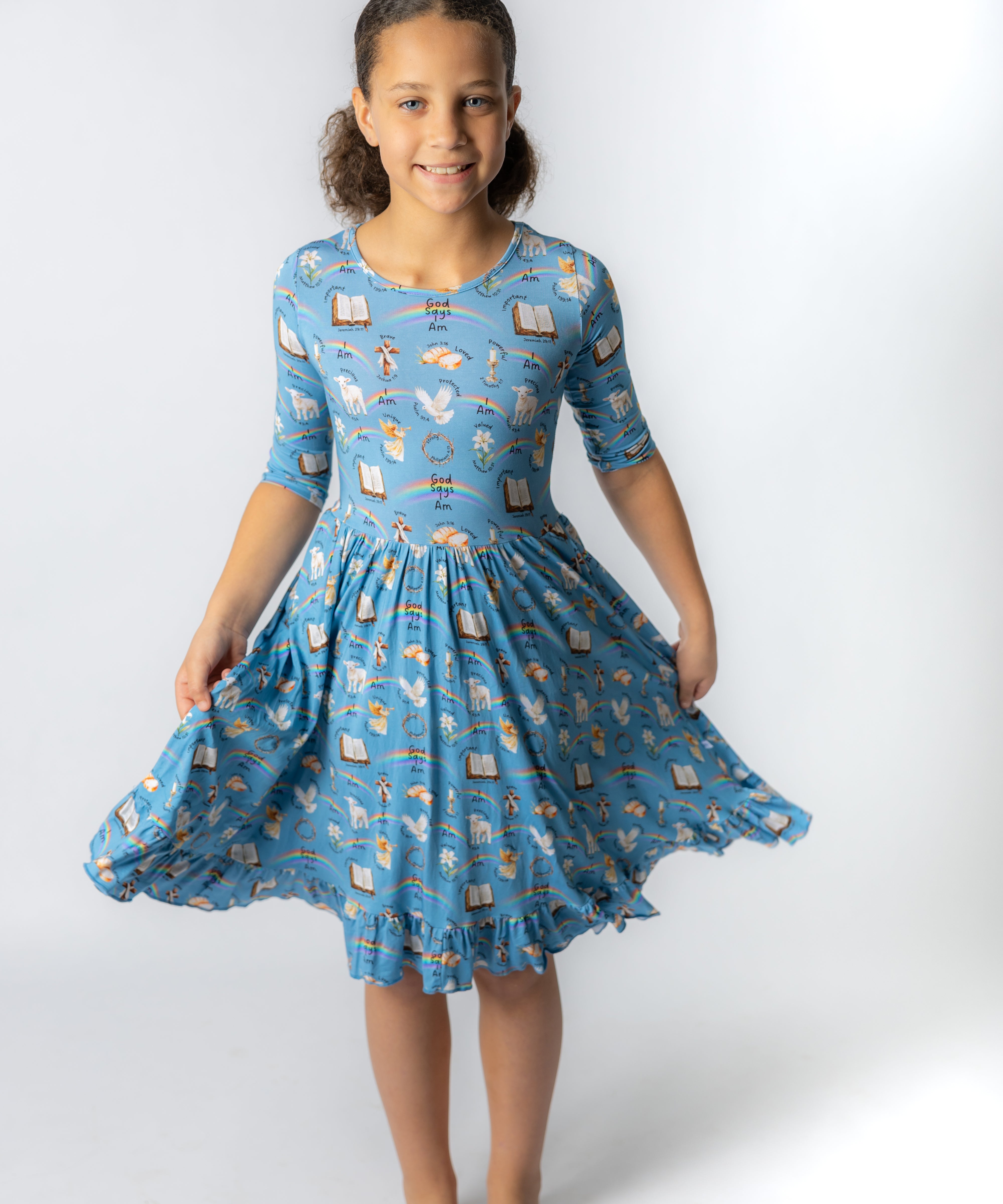 God Says I Am Twirl Dress with Pockets & Shorts Set
