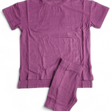 Mauve Ribbed Oversized Shirt and Biker Short 2 Piece Lounge Set