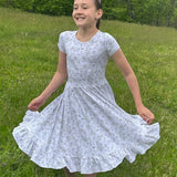 Sage Garden Twirl Dress with Pockets & Shorts Set