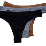 Women's Thong 3-Pack (black, gray, tan)