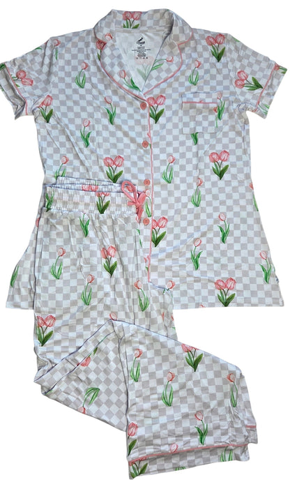 Checkered In Bloom Women's Pajamas