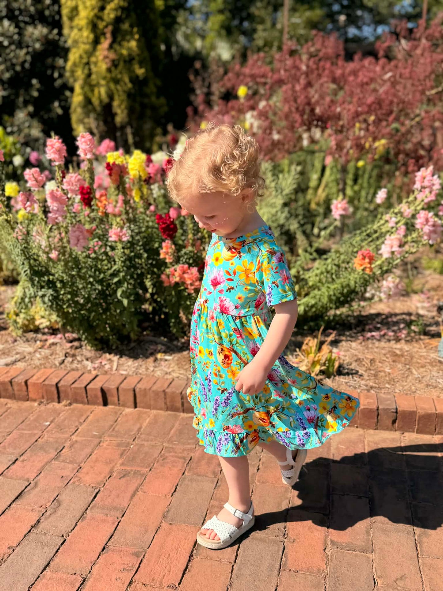 Buzzing Blooms Twirl Dress & Shorts Set