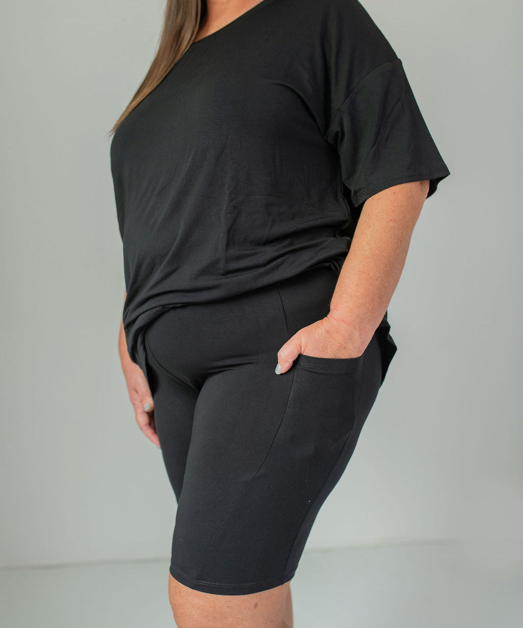 Luxe Noir Women's Oversized Shirt and Biker Short