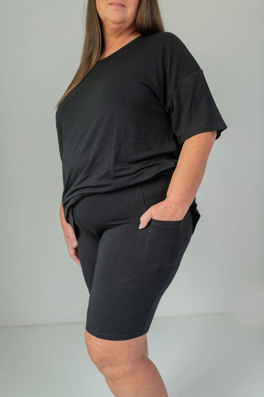 Luxe Noir Women's Oversized Shirt and Biker Short