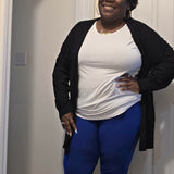 Navy Ribbed Women's Leggings with Pockets
