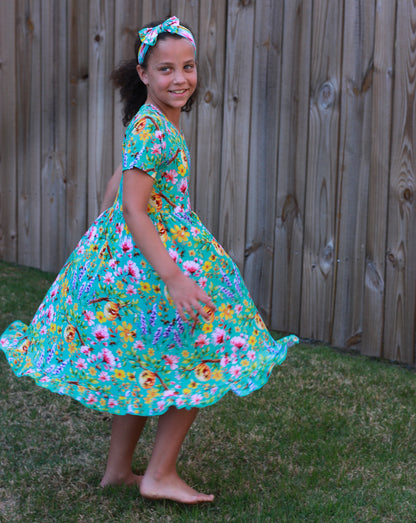Buzzing Blooms Twirl Dress & Shorts Set
