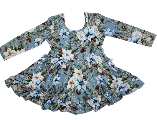 Winter Whimsy Long Sleeve Twirl Dress with Bodysuit
