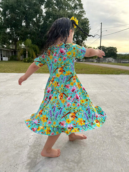 Buzzing Blooms Twirl Dress & Shorts Set