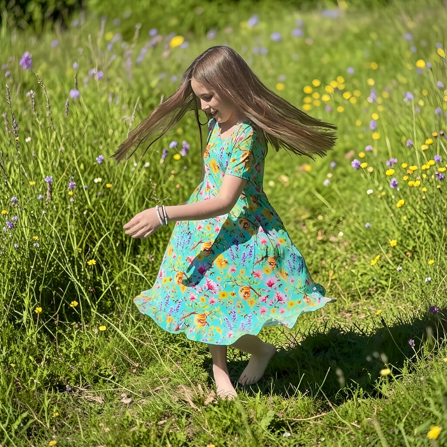 Buzzing Blooms Twirl Dress & Shorts Set