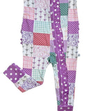 Darling Patchwork Ruffle Sleeve Romper