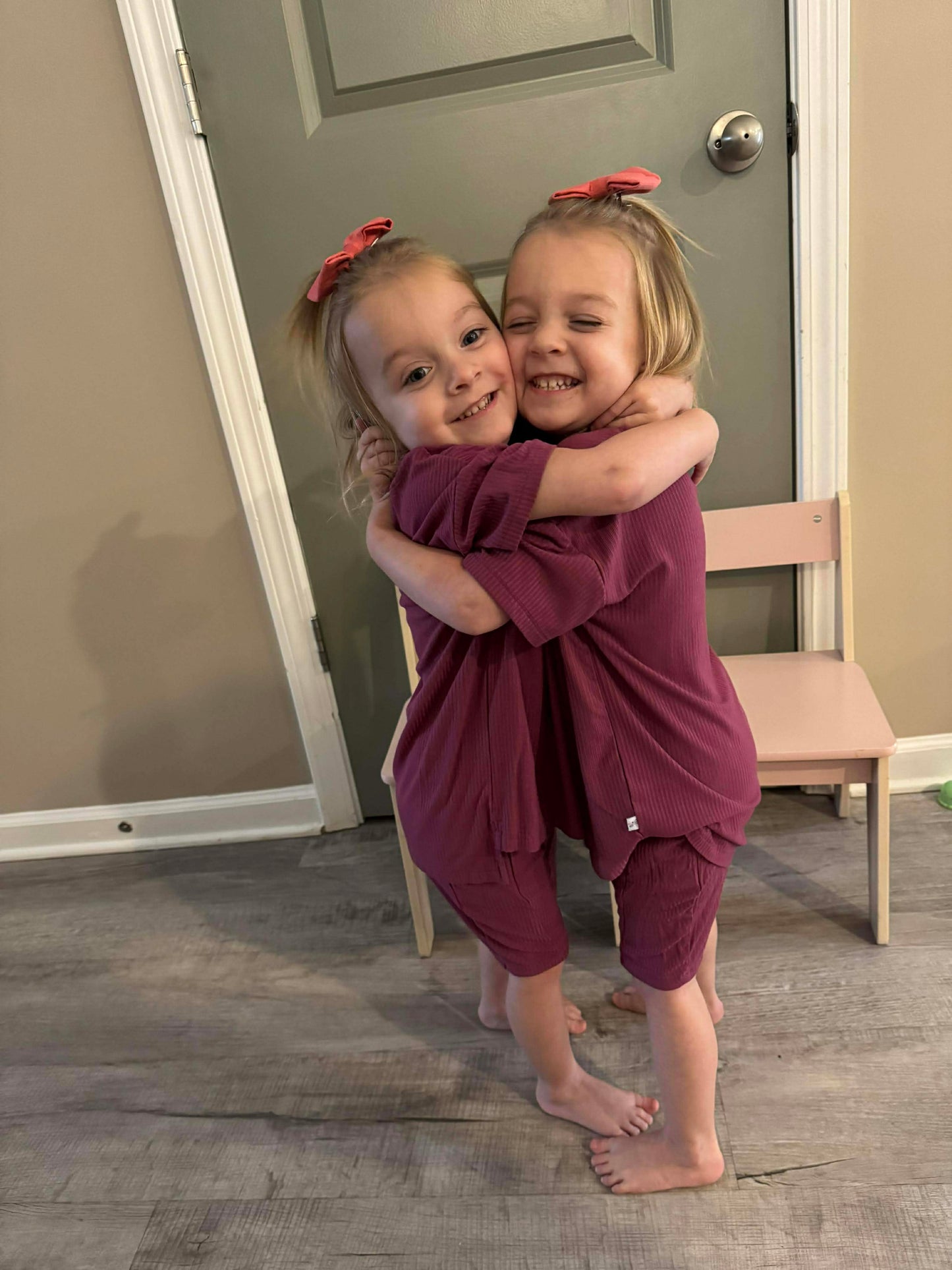 Mauve Ribbed Oversized Shirt and Biker Short 2 Piece Lounge Set