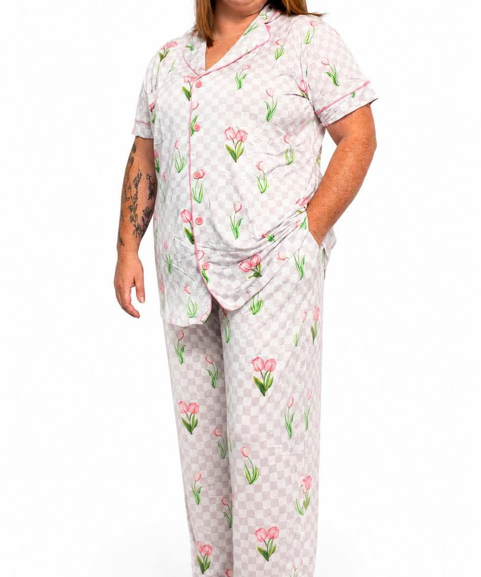 Checkered In Bloom Women's Pajamas