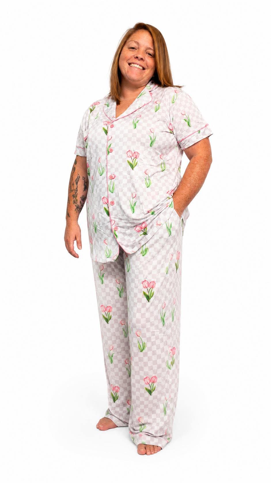 Checkered In Bloom Women's Pajamas